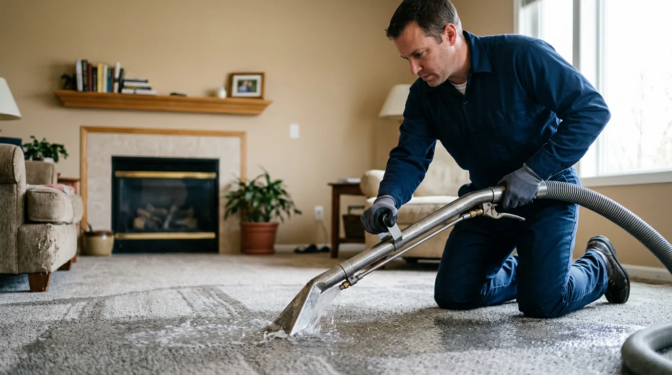 Water damage restoration technician working near Massapequa, NY